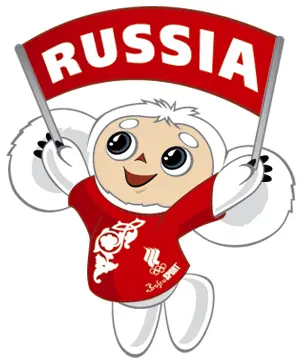 Mascota Cheburashka blanco como mascota olímpica